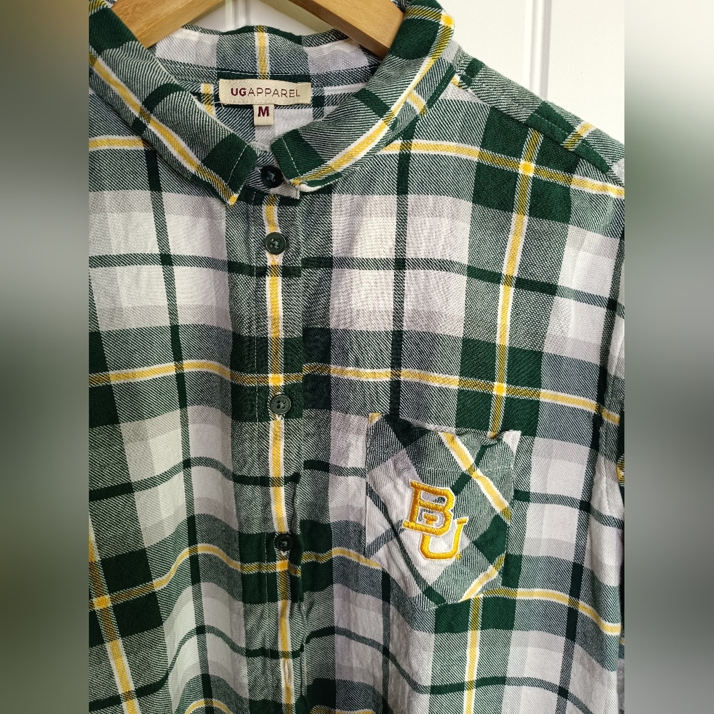 Medium Baylor University Bears Womens Cotton Plaid Flannel NCAA Casual Texas Mom